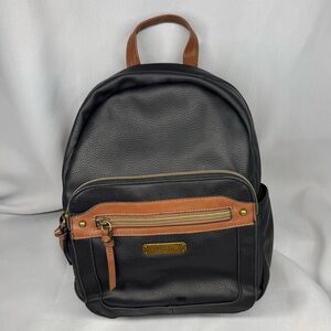 Women's Rossetti Faux Leather Black and Brown Backpack